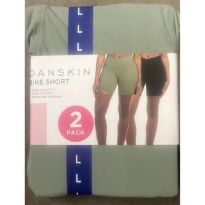 NWT Women's DANSKIN Green/ Black 2 Pack Bike Shorts Size *MEDIUM*